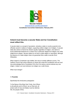 SecularIreland-ConstitutionConventionSubmissionFebruary2013 (1).