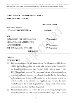 IN THE LABOUR COURT OF SOUTH AFRICA