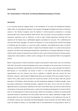 Goran Pavlić The &ldquo;Second Nature&rdquo; of the Actor: On Historical (Mis