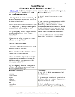Social Studies 6th Grade Social Studies Standard 1.1