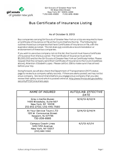 Bus Certificate of Insurance Listing