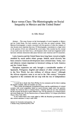 Race versus Class: The Historiography on Social