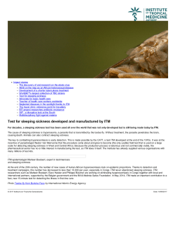 Test for sleeping sickness developed and manufactured by ITM