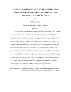 ammonia volatilization and n-uptake from urea, urea ammonium