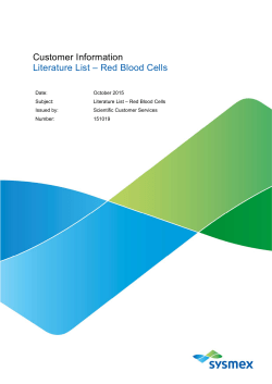 Customer Information Literature List &ndash; Red Blood Cells