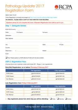 Pathology Update 2017 Delegate Registration Form