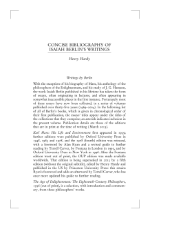 concise bibliography of isaiah berlin`s writings