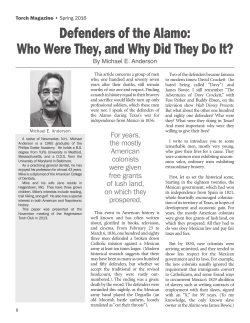 Defenders of the Alamo: Who Were They, and Why Did They Do It?