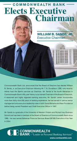 Elects Executive Chairman WILLIAM B. SANDS, JR. Executive