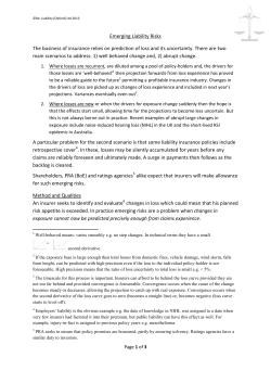 Emerging Liability Risks The business of insurance relies on