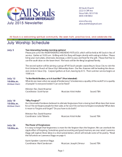 July 2015 - All Souls Unitarian Universalist – All Souls Unitarian