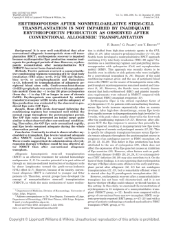 ERYTHROPOIESIS AFTER NONMYELOABLATIVE STEM
