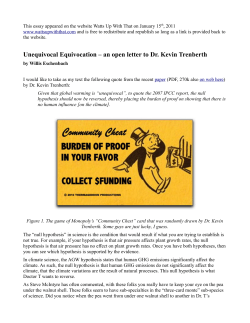 Unequivocal Equivocation &ndash; an open letter to Dr. Kevin Trenberth