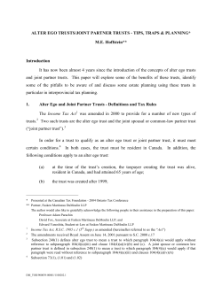 ALTER EGO TRUSTS/JOINT PARTNER