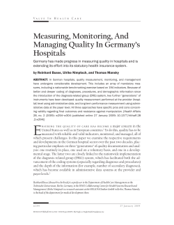 Measuring, Monitoring, And Managing Quality In Germany`s Hospitals