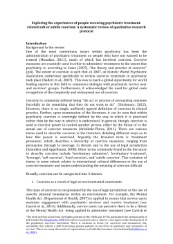 Exploring the experiences of people receiving psychiatric treatment