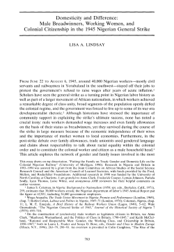 Domesticity and Difference: Male Breadwinners