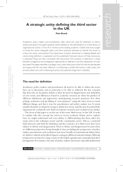 A Strategic Unity: Defining the Third Sector