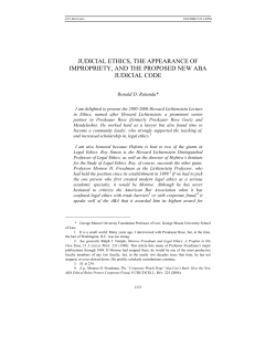 Judicial Ethics, The Appearance of Impropriety, And