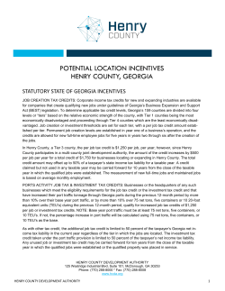 POTENTIAL LOCATION INCENTIVES HENRY COUNTY, GEORGIA