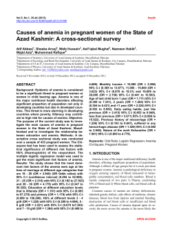 Causes of anemia in pregnant women of the state of azad kashmir