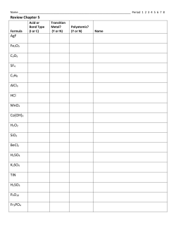 Review Chapter 5 AgF Fe2O3 C3O5 SF4 C3H8 AlCl3 HCl MnO2 Co