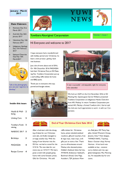Newsletter Jan-March 2017 - Yuwiaboriginal corporation