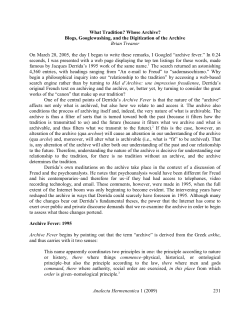 What Tradition, Whose Archive?