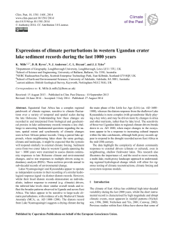 Expressions of climate perturbations in western Ugandan crater lake