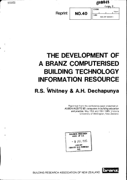 THE DEVELOPMENT OF A BRANZ COMPUTERISED BUILDING