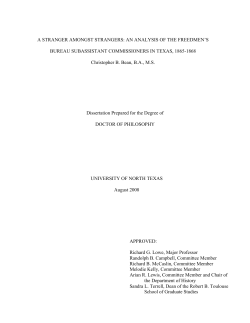 A Stranger Amongst Strangers: An Analysis of the Freedmen`s