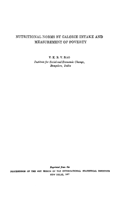 nutritional norms by calorie intake and measurement oe poverty