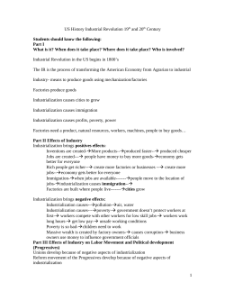 US History Industrial Revolution 19th and 20th Century