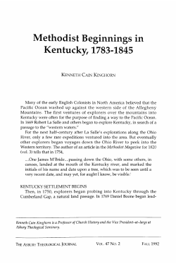 Methodist Beginnings in Kentucky, 1783