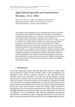 Agricultural growth and institutions: Sweden