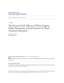 The Perceived Self- Efficacy Of West Virginia Public Elementary