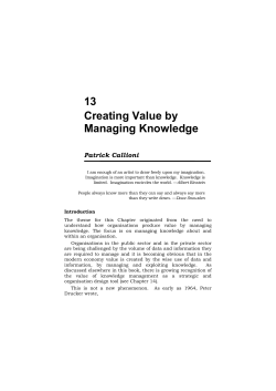13 Creating Value by Managing Knowledge