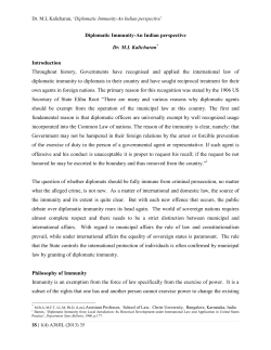 Diplomatic Immunity-An Indian perspective