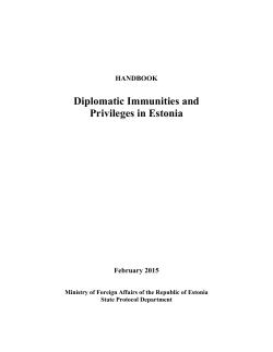 HANDBOOK Diplomatic Immunities and Privileges in Estonia