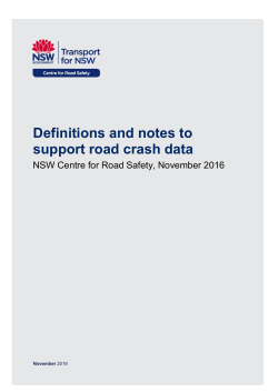Definitions and notes to support road crash data