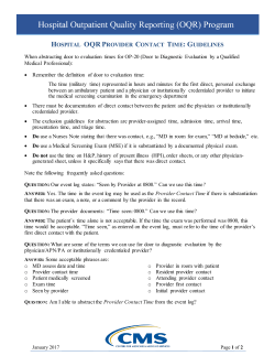 hospital oqr provider contact time: guidelines