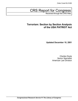 Terrorism: Section by Section Analysis of the USA PATRIOT Act