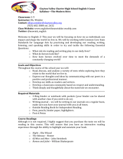English 1 Syllabus - Clayton Valley Charter High School