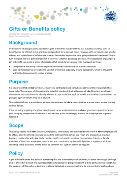 Gifts or Benefits Policy - Internal