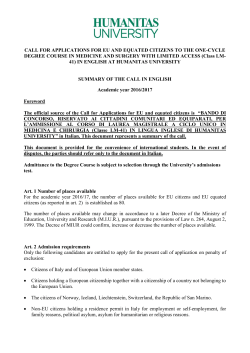 Call for applications for European citizens – Medicine