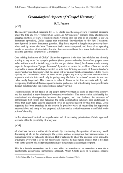 R.T. France, "Chronological Aspects of `Gospel Harmony`,"