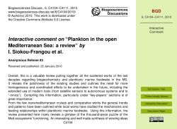Interactive comment on &ldquo;Plankton in the open Mediterranean Sea: a