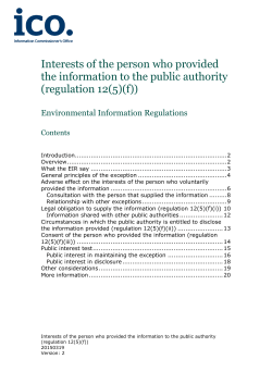 ICO lo Interests of the person who provided the information to the