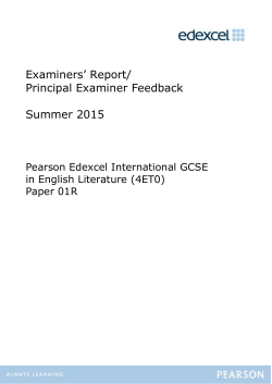 Examiner Feedback Summer 2015 - Edexcel