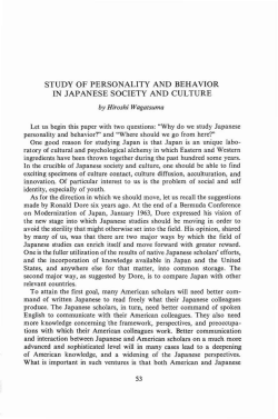 study of personality and behavior in japanese society and culture